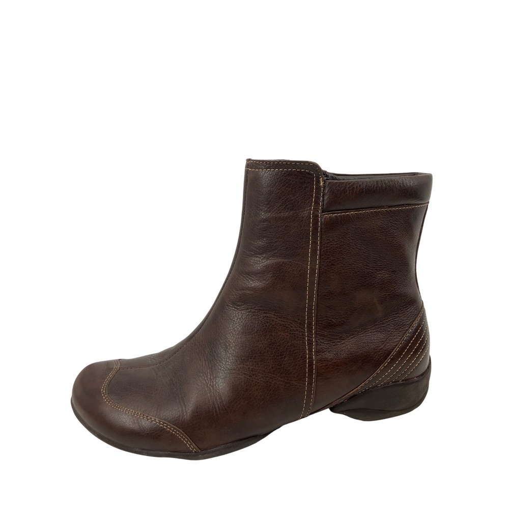 Hush Puppies Ankle Boots Womens 8M Brown Leather Zero G Side Zip H501175